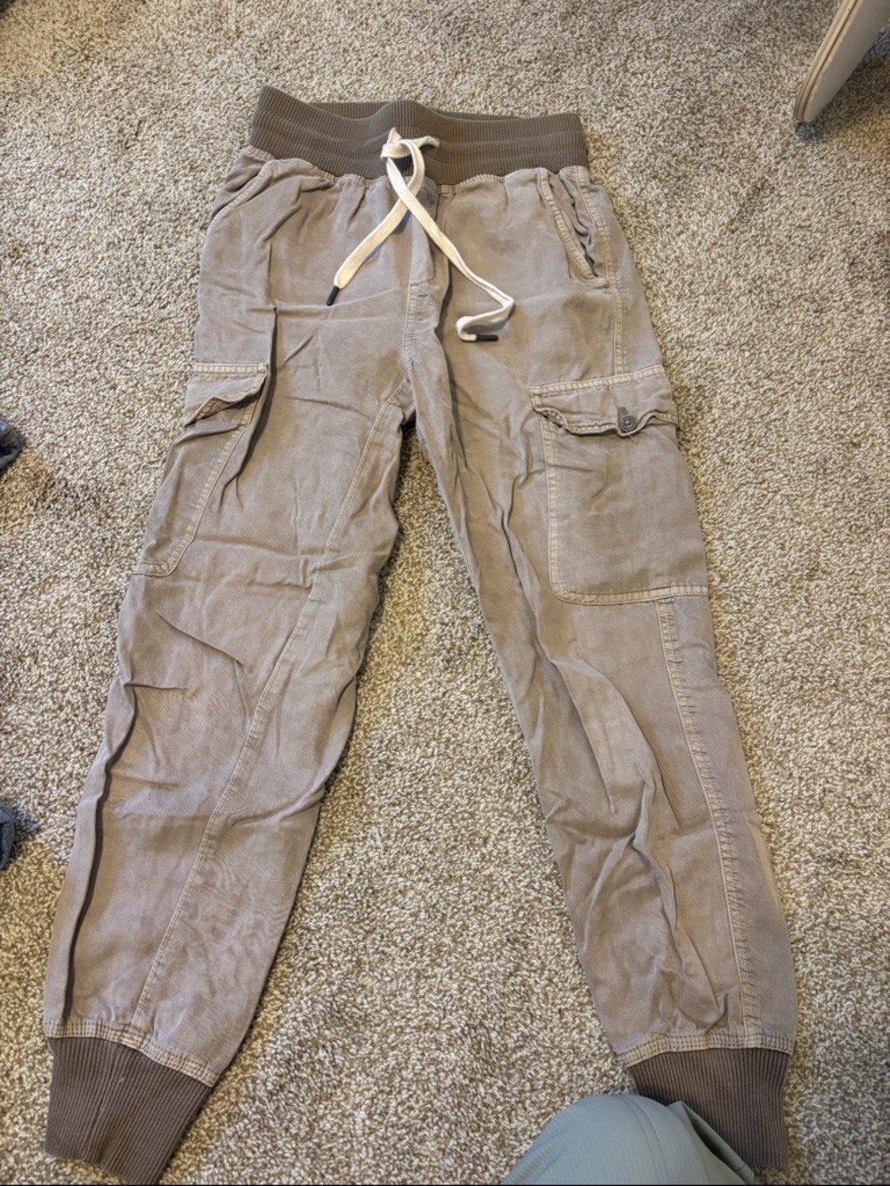 aerie Taupe Ribbed Waistband Lounge Pants